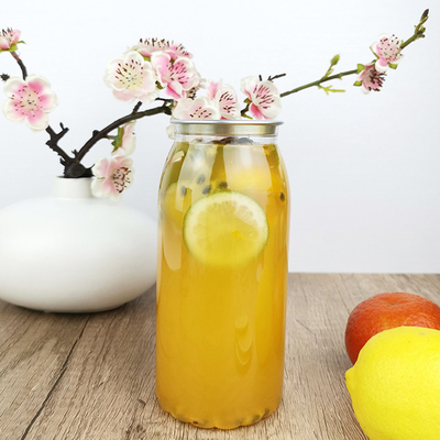650ml Tea Clear Round Plastic Container Bottles With Snap Lids