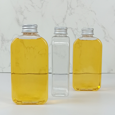 400ml Clear Plastic Flat Bottles with Screw Cap Jars for Juice, Milk &amp; other Beverages