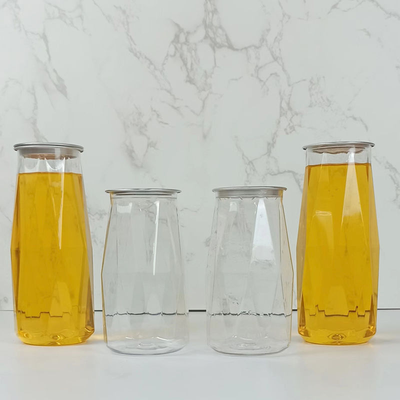 Snacks 0.5 Liter Juice Storage Container With Snap Lids PET Storage Jars