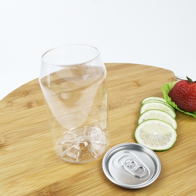 330ml Plastic Beverage Cans Cylindrical PET Containers Easy Pull Cover
