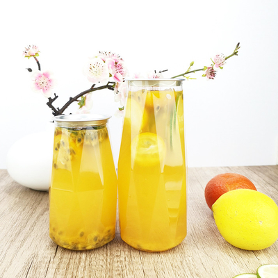 Diamond Shape 380ml PET Plastic Bottles With Easy Pull Cover Cold Pressed Juices