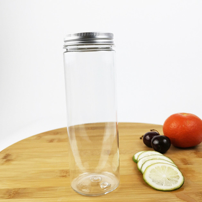 Tea 0.4 Liter PET Plastic Storage Can With Screw Cap Clear Juice Bottles