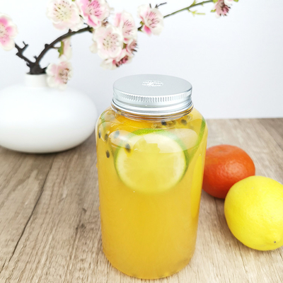 Beverages Rounded 600ml Plastic Screw Cap Jars With Caps