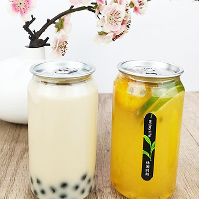 Homemade Beverages 330ml Clear Plastic Easy Open Cans Cylindrical Containers