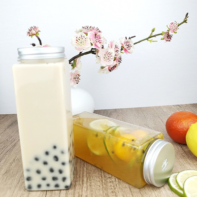 500ml Square Disposable Bottles with Caps, Safe Food Grade Plastic Containers for Beverages, Oil, Juice