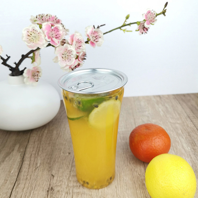 Beverages Clear 400ml Plastic Disposable Drinking Bottle With Snap Lids Round