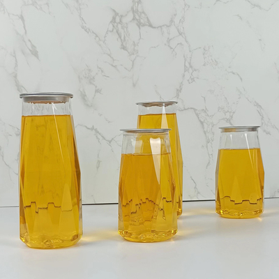 Diamond Shape 380ml PET Plastic Bottles With Easy Pull Cover Cold Pressed Juices