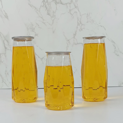 380ml Plastic Diamond-Shaped PET Juice Storage Bottle with Easy Pull Cover